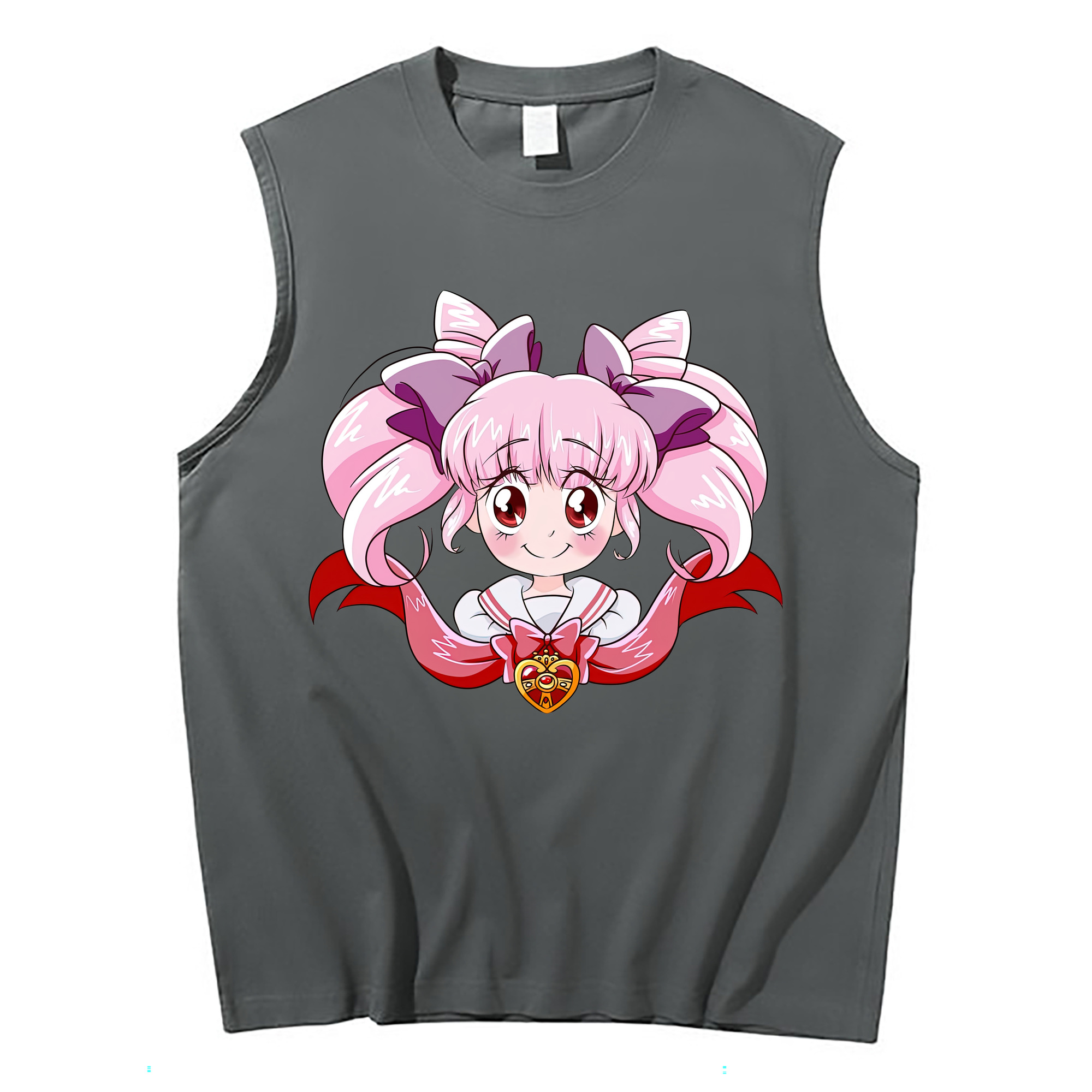 （画像用） 美少女戦士セーラームーン ちびうさ Sailor Moon Chibiusa Tsukino Usagi Small Lady Serenity コットン100％タンクトップ（フロントプリント）